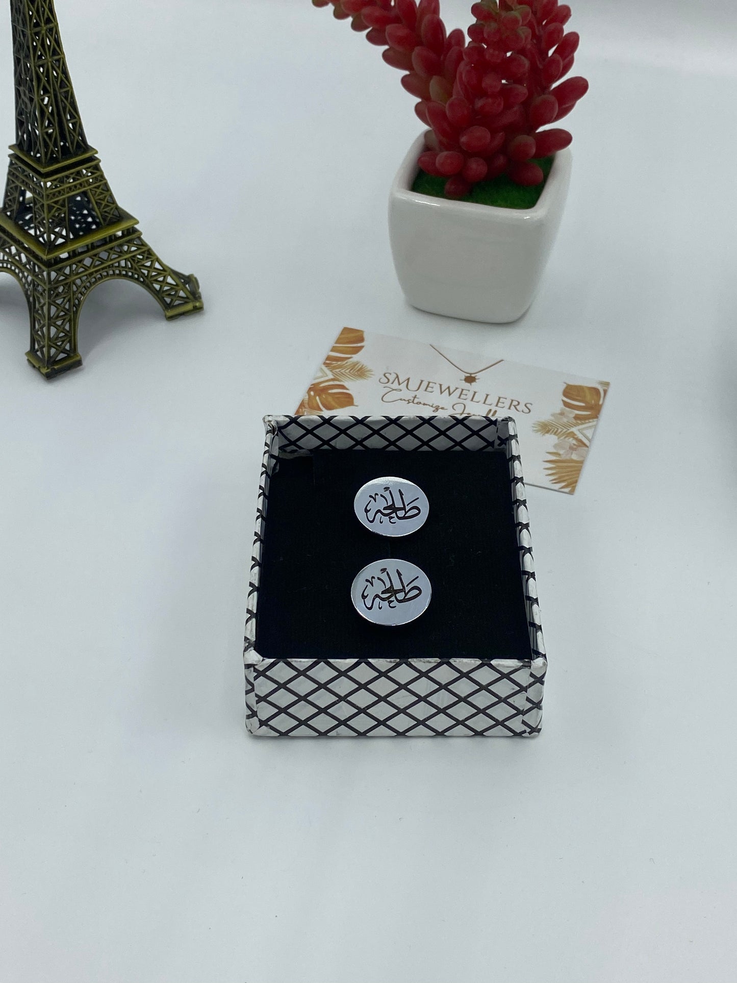 Engraved Name Round Shape Cufflinks