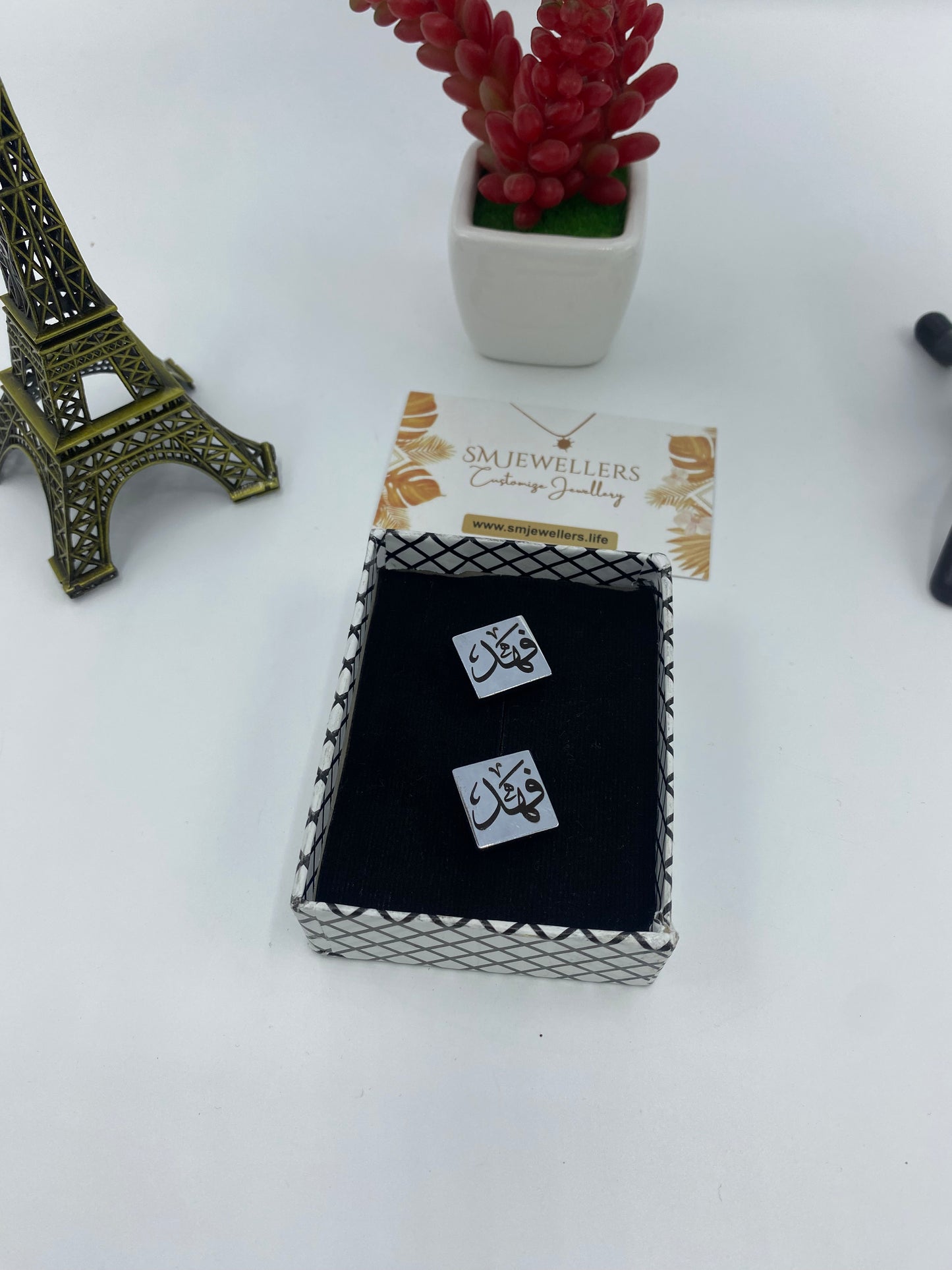 Engraved Name Squair Shape Cufflinks