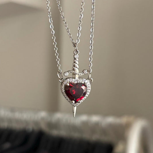 Beautifull Heart Sward Couple Necklace
