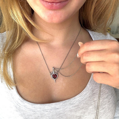 Beautifull Heart Sward Couple Necklace