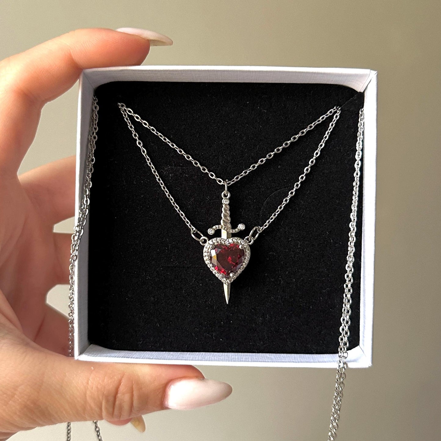 Beautifull Heart Sward Couple Necklace