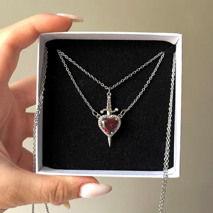 Beautifull Heart Sward Couple Necklace