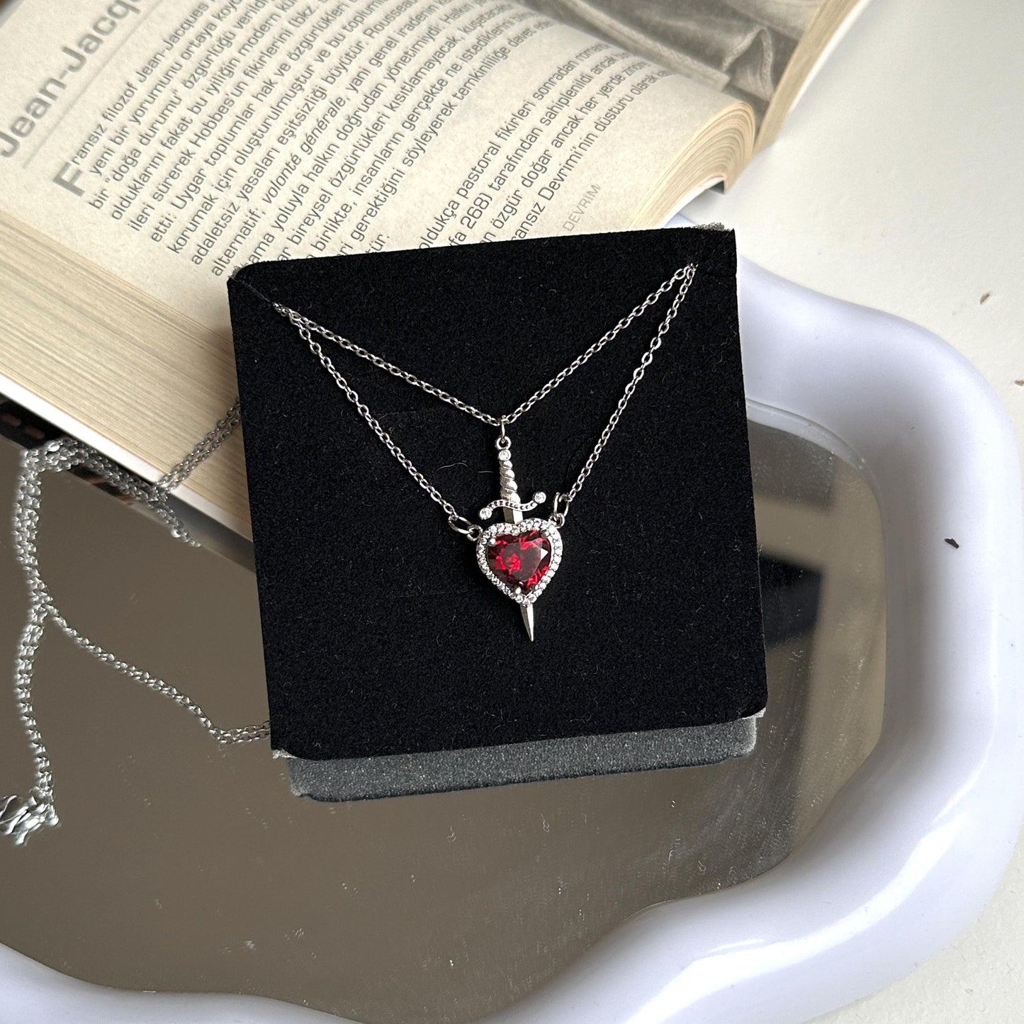 Beautifull Heart Sward Couple Necklace